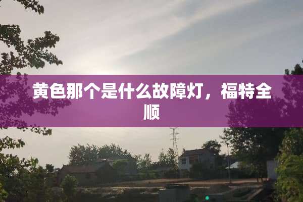 **那个是什么故障灯，福特全顺