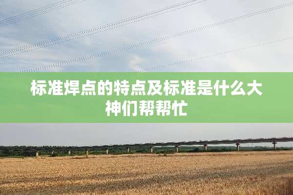 标准焊点的特点及标准是什么大神们帮帮忙