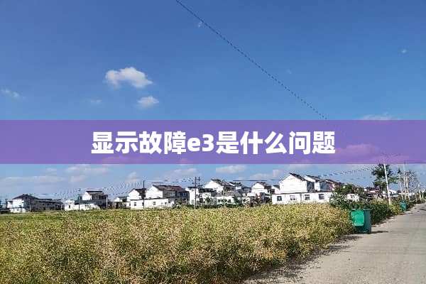 显示故障e3是什么问题