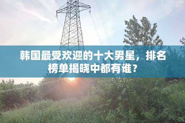 韩国最受欢迎的十大男星，排名榜单揭晓中都有谁？