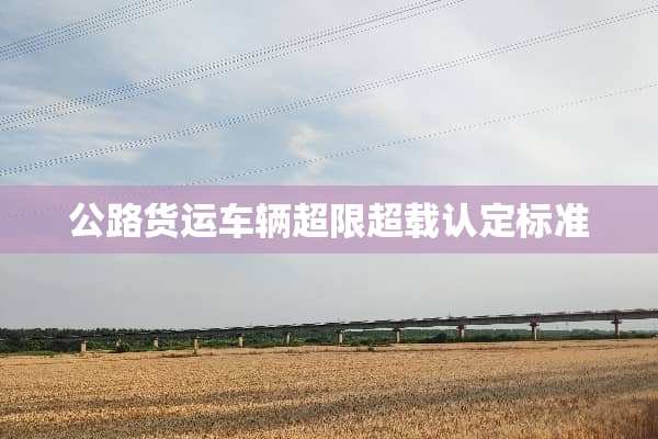 公路货运车辆超限超载认定标准
