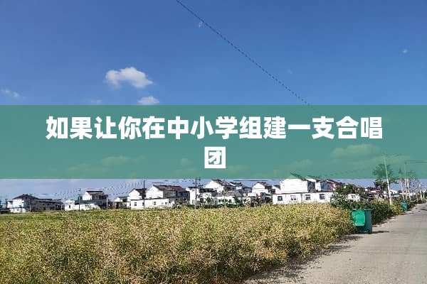 如果让你在中小学组建一支合唱团