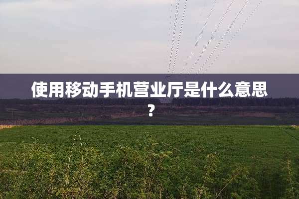 使用移动手机营业厅是什么意思？