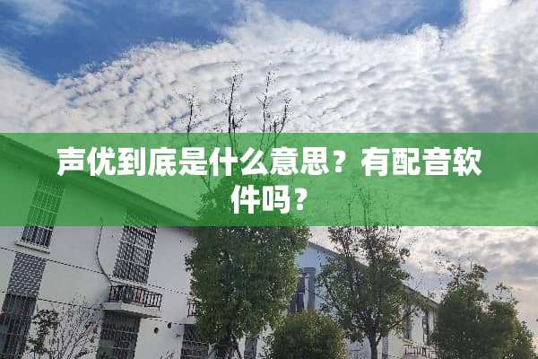 声优到底是什么意思？有配音软件吗？