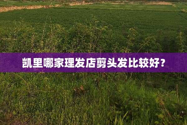 凯里哪家理发店剪头发比较好？