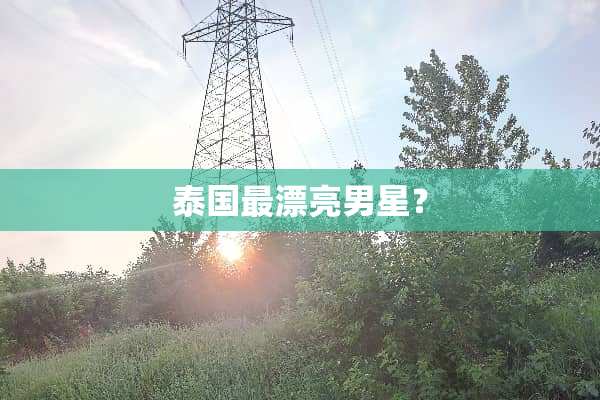 泰国最漂亮男星？