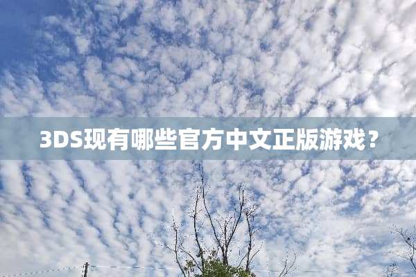 3DS现有哪些官方中文正版游戏？