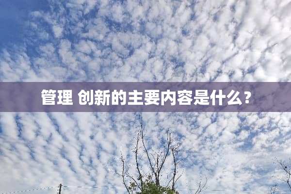 管理 创新的主要内容是什么？