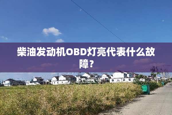 柴油发动机OBD灯亮代表什么故障？