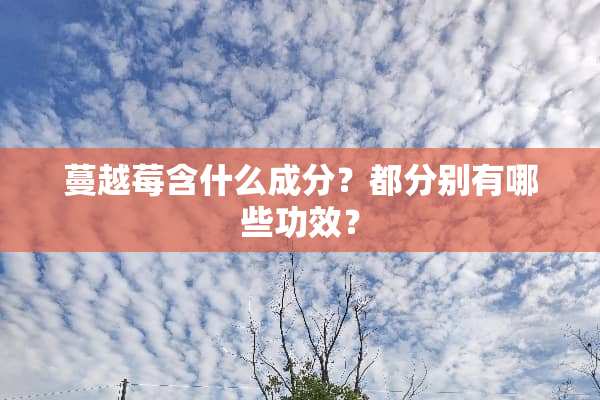 蔓越莓含什么成分？都分别有哪些功效？