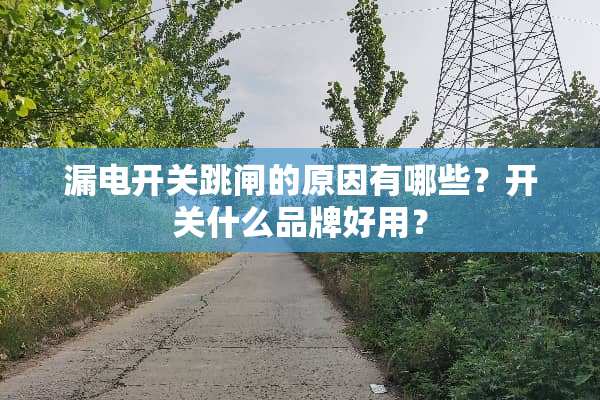 漏电开关跳闸的原因有哪些？开关什么品牌好用？