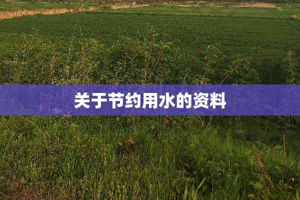 关于节约用水的资料