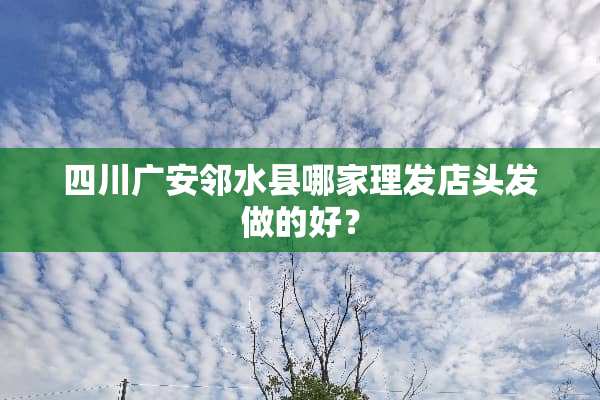 四川广安邻水县哪家理发店头发做的好？