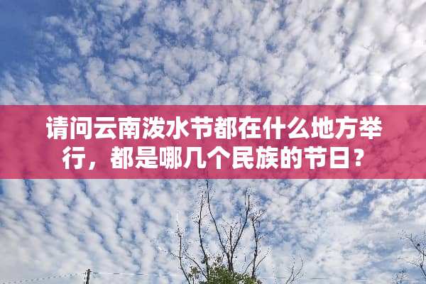 请问云南泼水节都在什么地方举行，都是哪几个民族的节日？