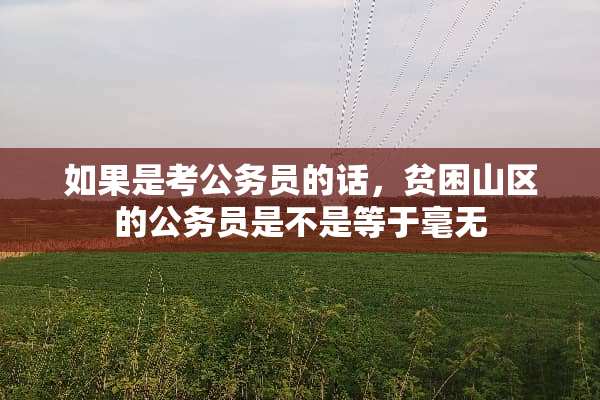 如果是考公务员的话，贫困山区的公务员是不是等于毫无
