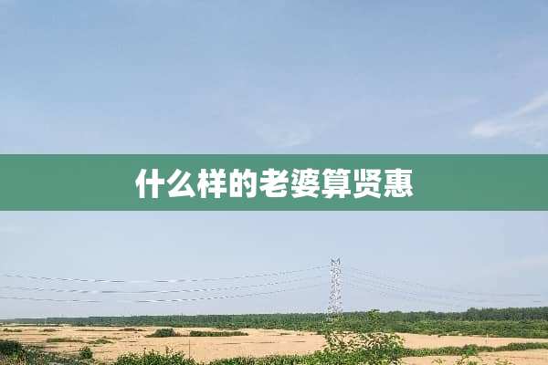 什么样的老婆算贤惠