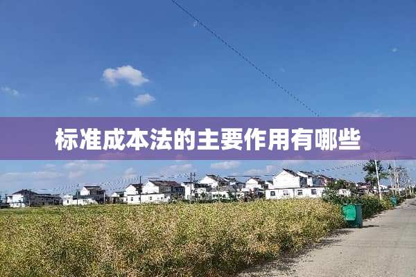标准成本法的主要作用有哪些