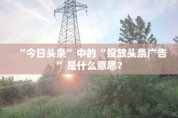 “今日头条”中的“投放头条广告”是什么意思？