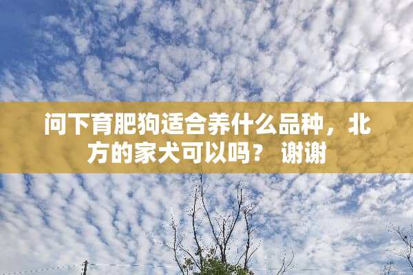 问下育肥狗适合养什么品种，北方的家犬可以吗？ 谢谢