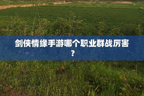 剑侠情缘手游哪个职业群战厉害？