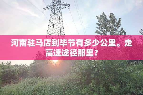 河南驻马店到毕节有多少公里。走高速途径那里？