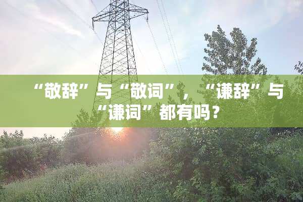 “敬辞”与“敬词”，“谦辞”与“谦词”都有吗？