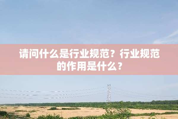 请问什么是行业规范？行业规范的作用是什么？