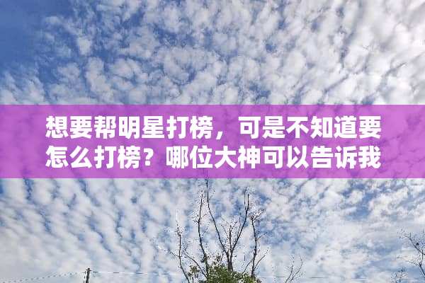 想要帮明星打榜，可是不知道要怎么打榜？哪位大神可以告诉我？