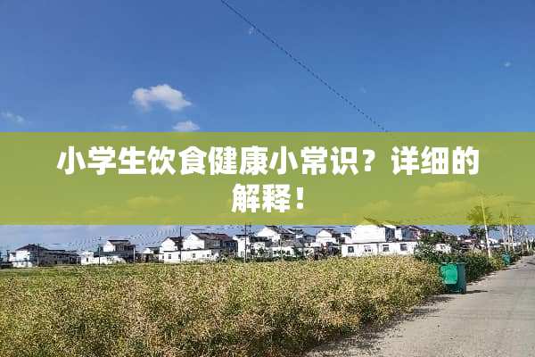 小学生饮食健康小常识？详细的解释！