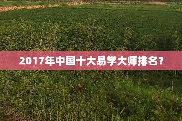 2017年中国十大易学大师排名？