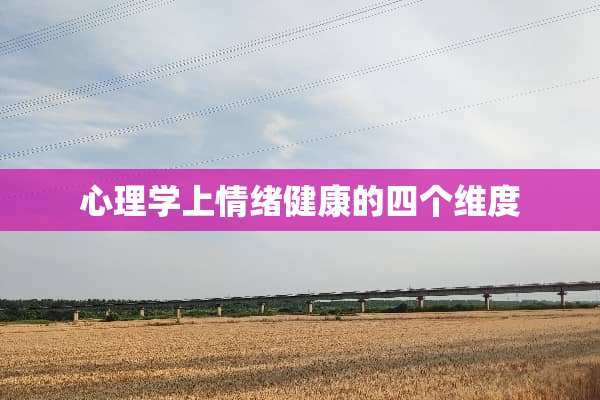 心理学上情绪健康的四个维度