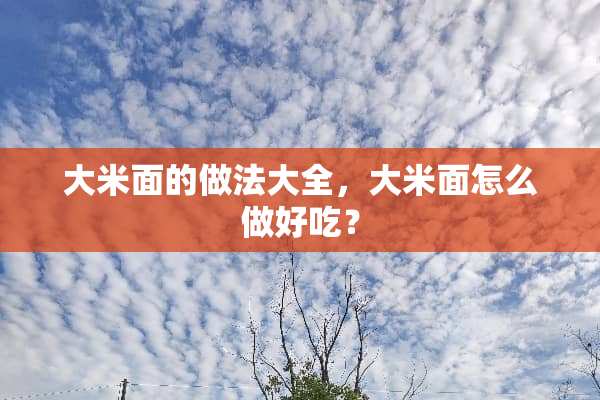 大米面的做法大全，大米面怎么做好吃？