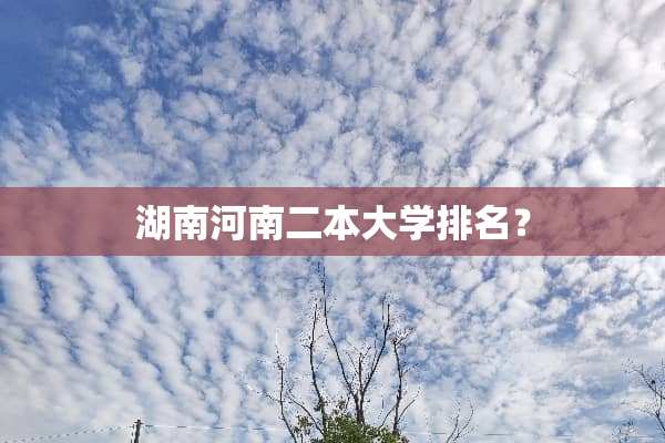 湖南河南二本大学排名？
