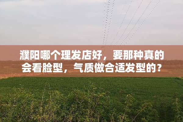 濮阳哪个理发店好，要那种真的会看脸型，气质做合适发型的？