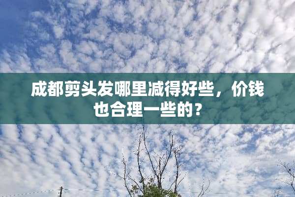 成都剪头发哪里减得好些，价钱也合理一些的？