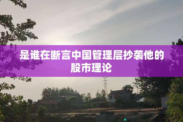 是谁在断言中国管理层抄袭他的股市理论