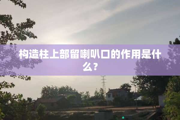 构造柱上部留喇叭口的作用是什么？