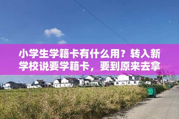 小学生学籍卡有什么用？转入新学校说要学籍卡，要到原来去拿，可是非常远，该怎么办？