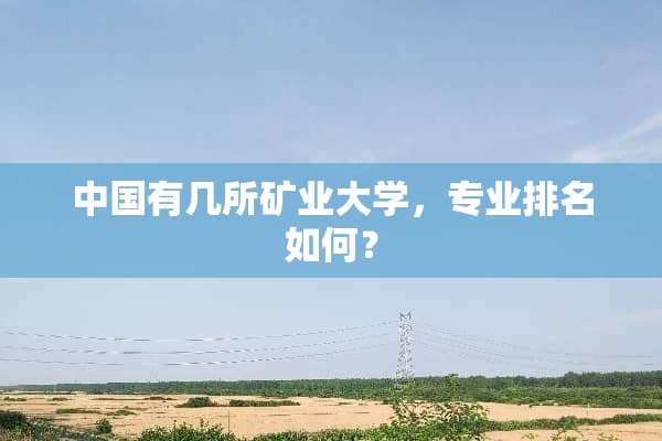中国有几所矿业大学，专业排名如何？