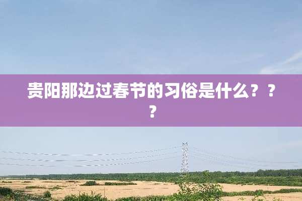 贵阳那边过春节的习俗是什么？？？