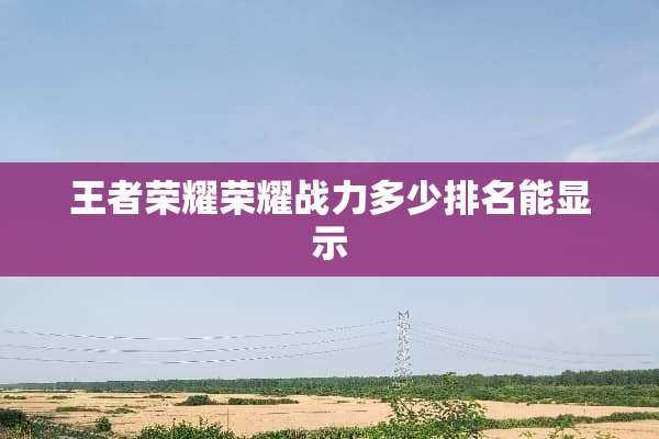 王者荣耀荣耀战力多少排名能显示