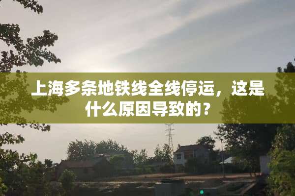 上海多条地铁线全线停运，这是什么原因导致的？