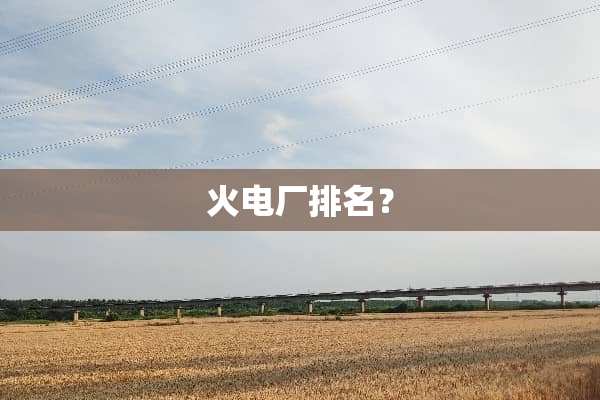 火电厂排名？