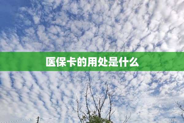 医保卡的用处是什么