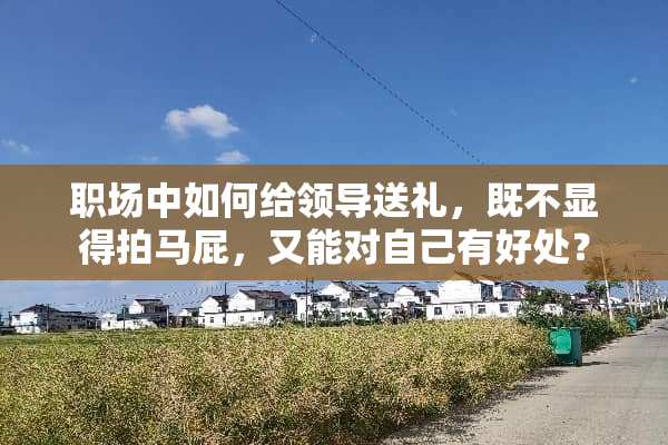 职场中如何给领导送礼，既不显得拍马屁，又能对自己有好处？