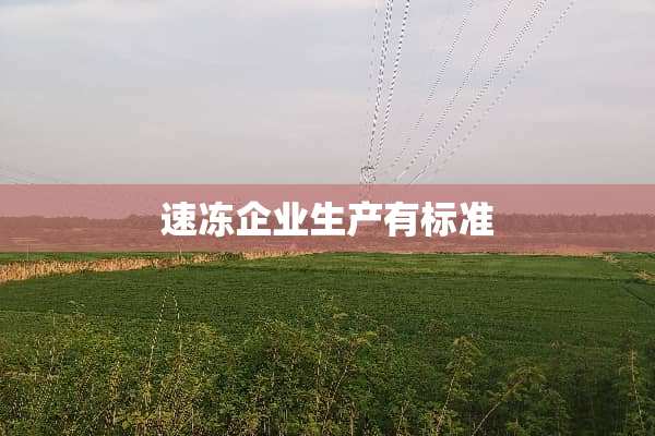 速冻企业生产有标准