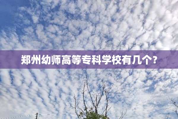 郑州幼师高等专科学校有几个？