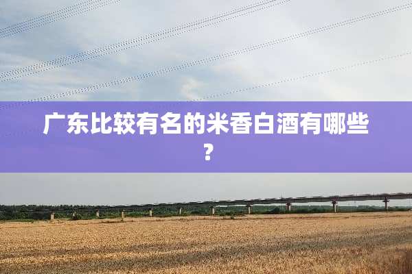 广东比较有名的米香白酒有哪些？