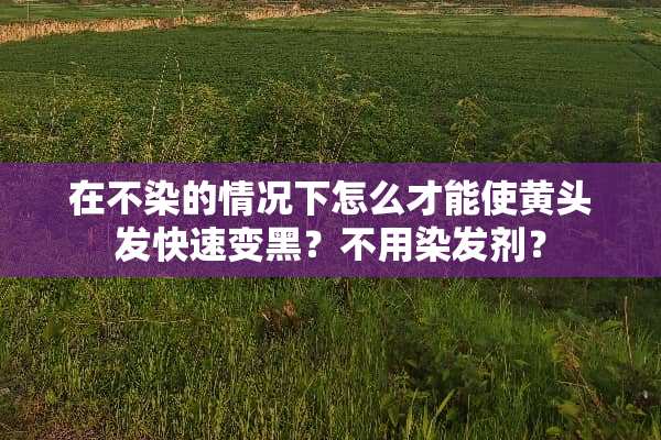 在不染的情况下怎么才能使黄头发快速变黑？不用染发剂？