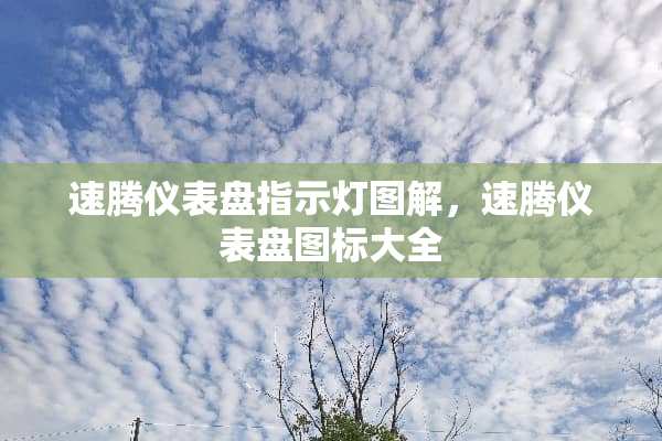 速腾仪表盘指示灯图解，速腾仪表盘图标大全